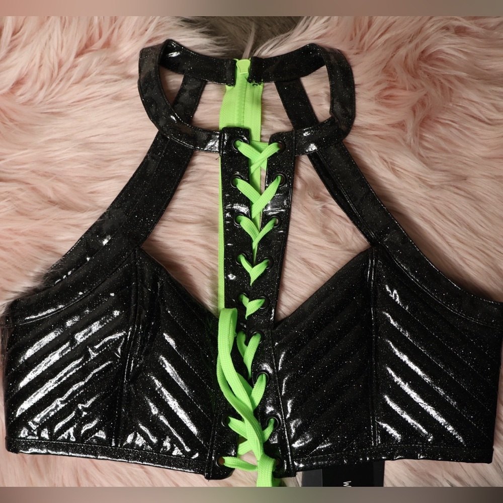 ONYX RUDE AWAKENING GLITTER HALTER TOP SMALL